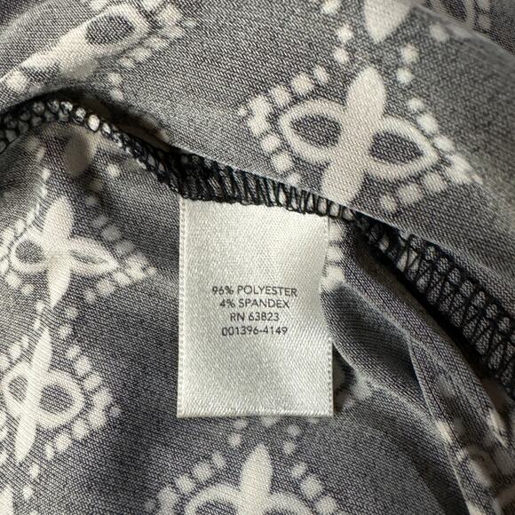 Christopher & Banks X-Large Tunic Top Geometric Long Bell Sleeves Stretch Black - Picture 8 of 9